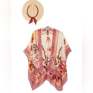 NWT Vince Camuto Tropical Blooms Topper & Sun Hat Set